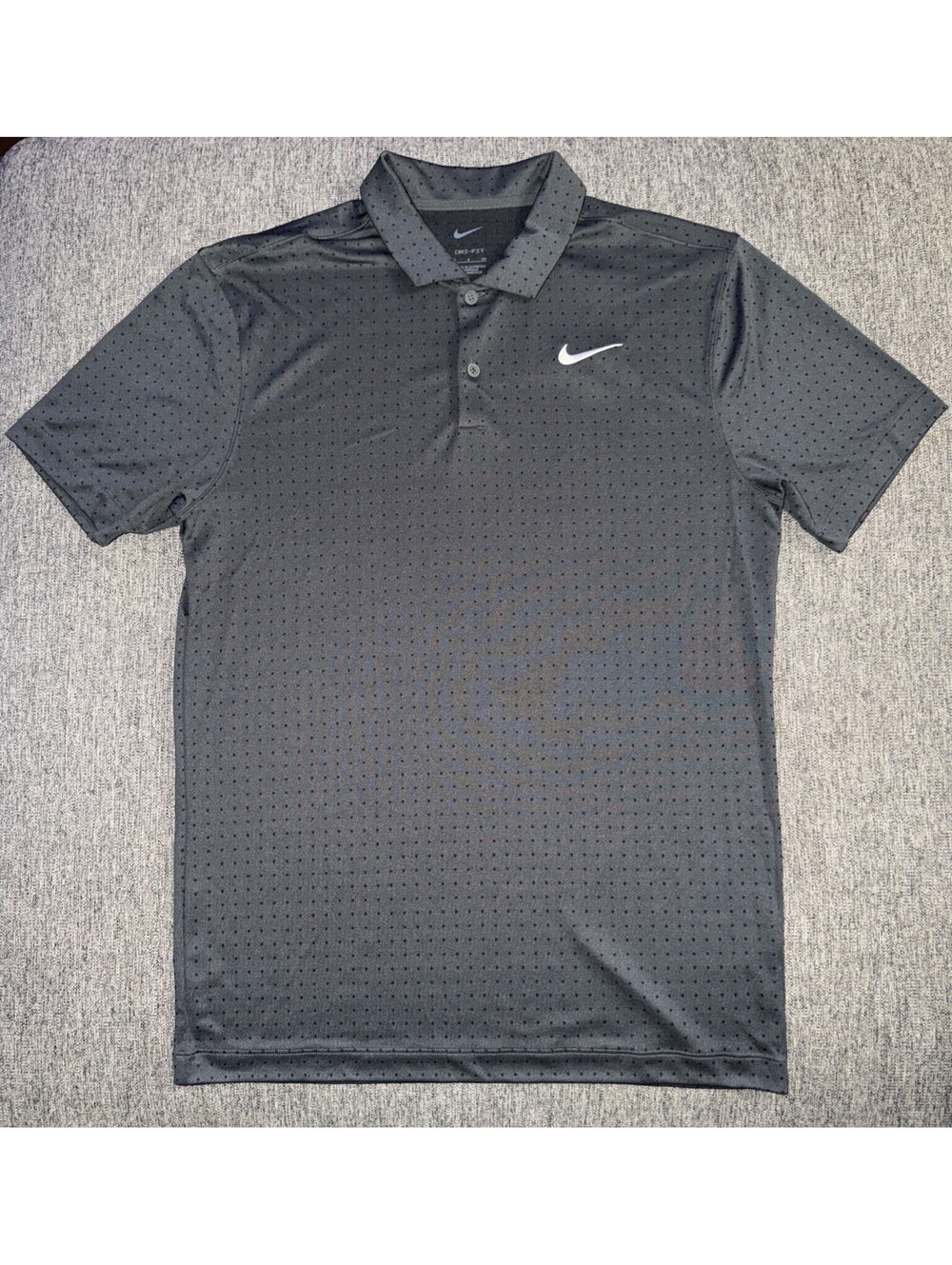 Nike Men’s S Tour Dri-Fit Golf Polo Charcoal Grey/Black Dot Print FZ5648-060 NWT